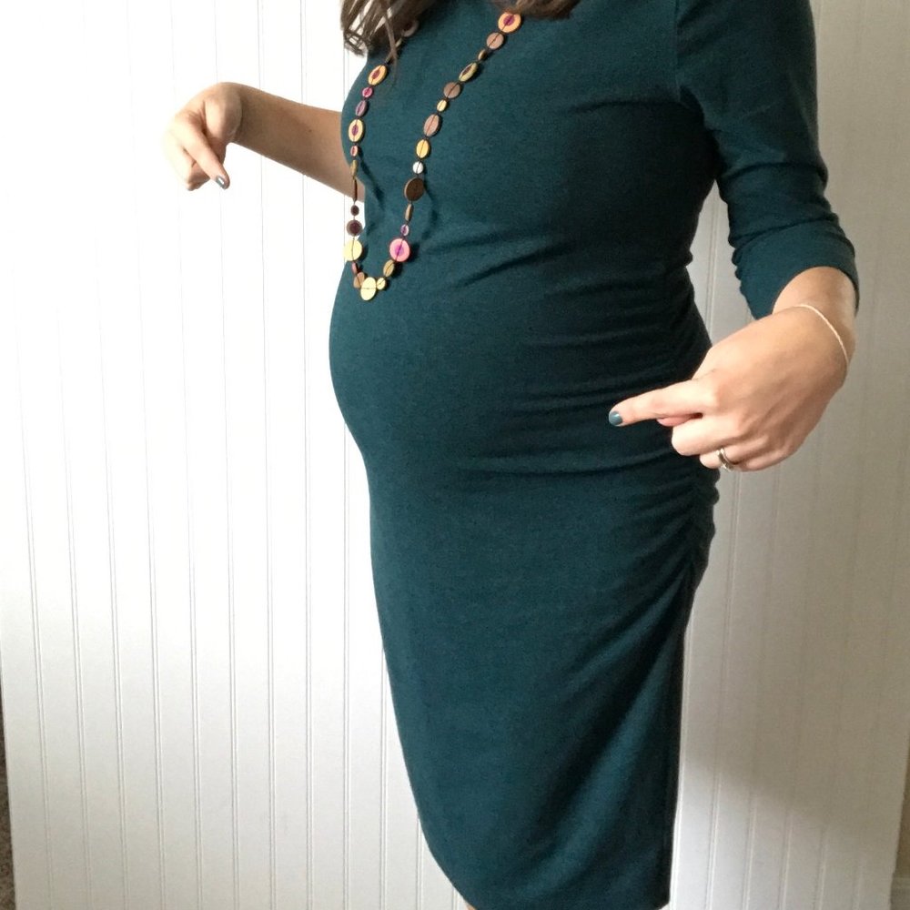ISABEL Maternity Long Sleeve Dress Teal Blue XL